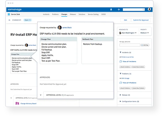 Change management software from samange