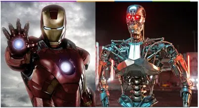 latest iron man costume vs robot from the terminator
