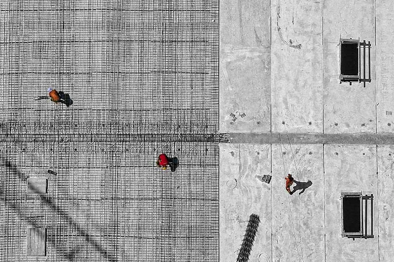 A photo of an under construction building taken by drone camera