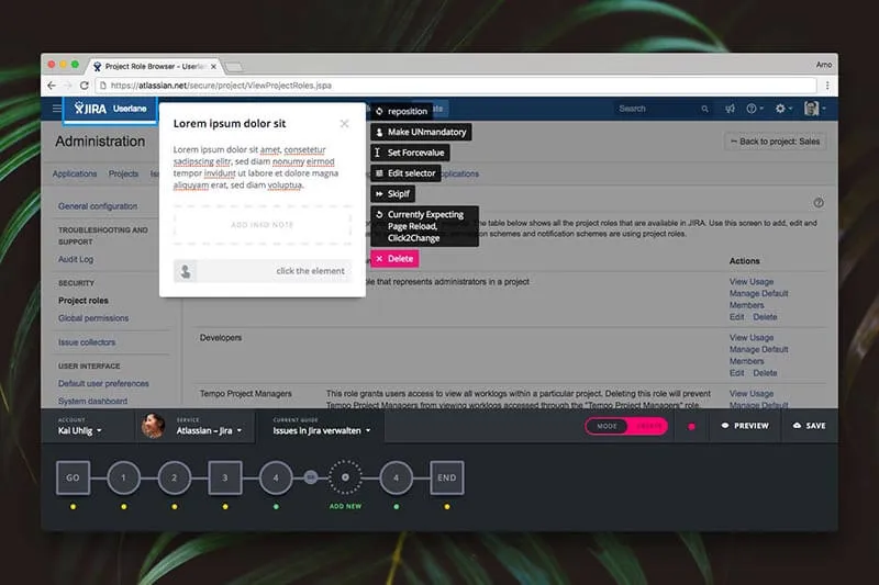 Userlane contextual guides for Jira